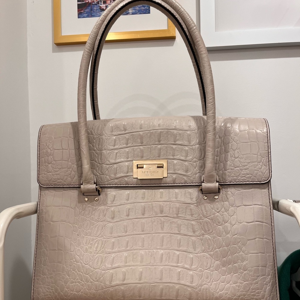 Taupe Crocodile Kate Spade Briefcase Style Tote